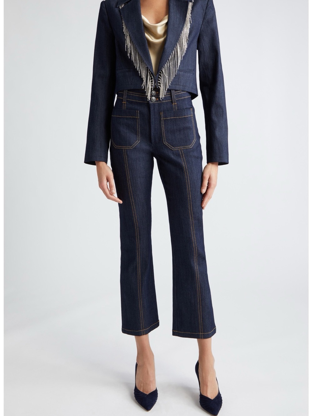 Cinq à Sept Dorothea Indigo High Rise Cropped Flare Jeans Size 0